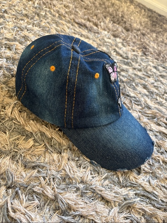 Natasha Denim Baseball Cap with Multicolor Butterfly Patches 100% Cotton main image 11